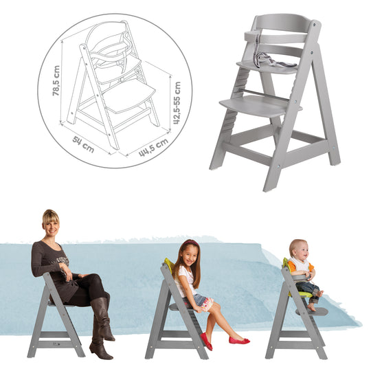 Treppenhochstuhl 'Sit Up III', mitwachsend vom Baby- bis Jugendstuhl, taupe, mit Sitzverkleinerer – Infografik (8/9)