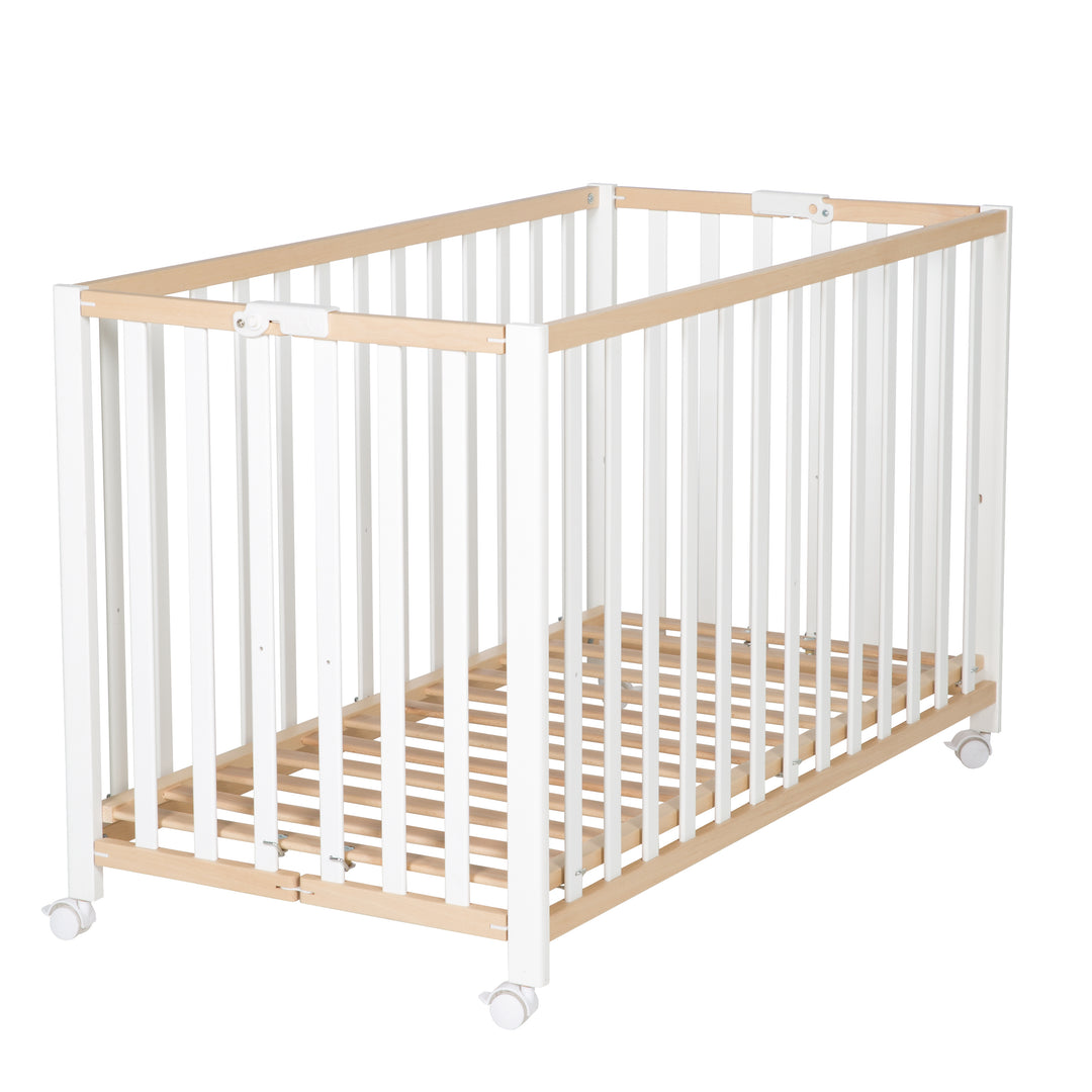 Cama plegable 'Fold Up', 60 x 120 cm, haya orgánica/blanco, 2posiciones regulable en altura, incl. ruedas – Foto del producto (9/10)