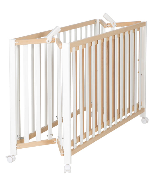 Cama plegable 'Fold Up', 60 x 120 cm, haya orgánica/blanco, 2posiciones regulable en altura, incl. ruedas – Foto del producto (3/10)