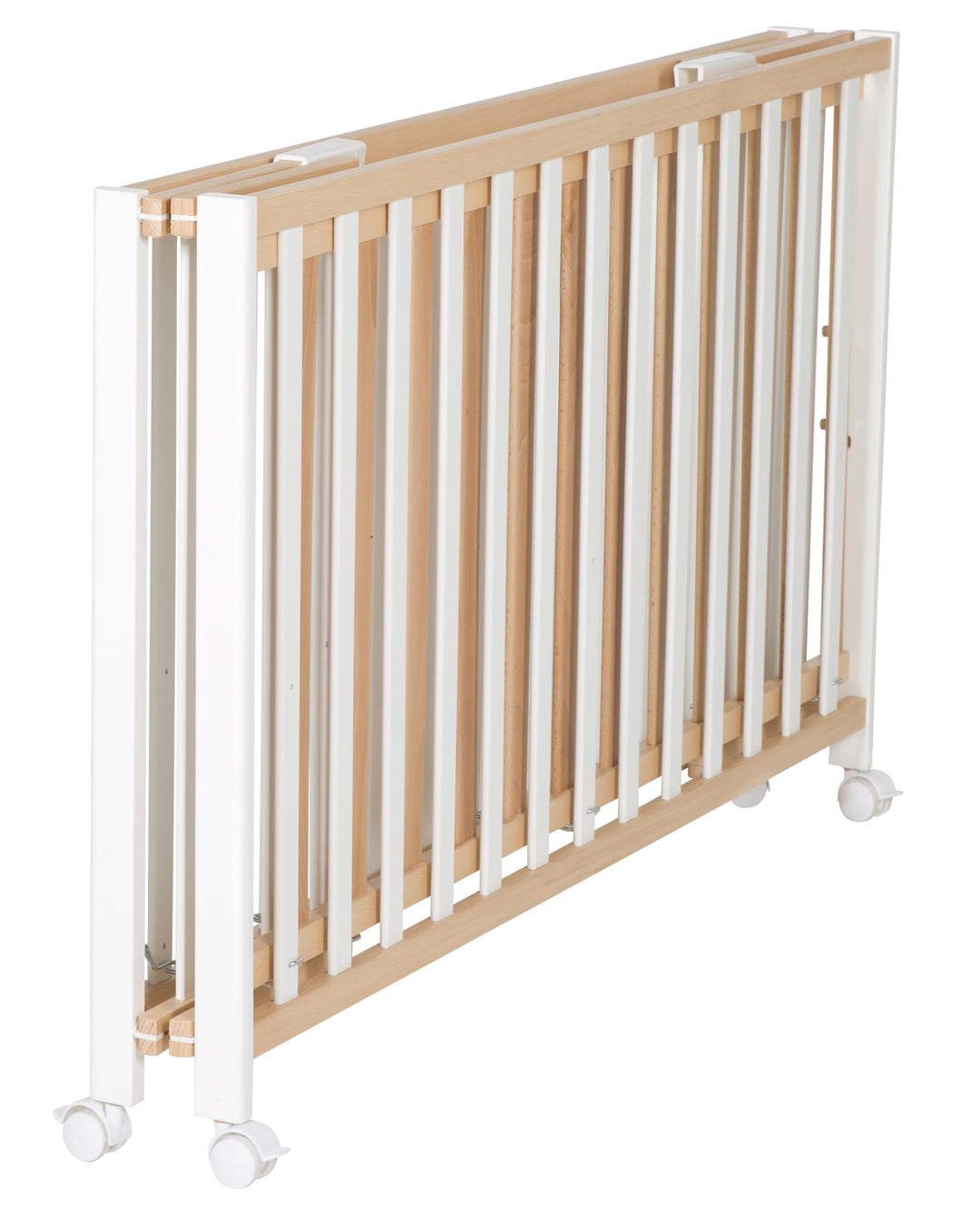 Cama plegable 'Fold Up', 60 x 120 cm, haya orgánica/blanco, 2posiciones regulable en altura, incl. ruedas – Foto del producto (6/10)