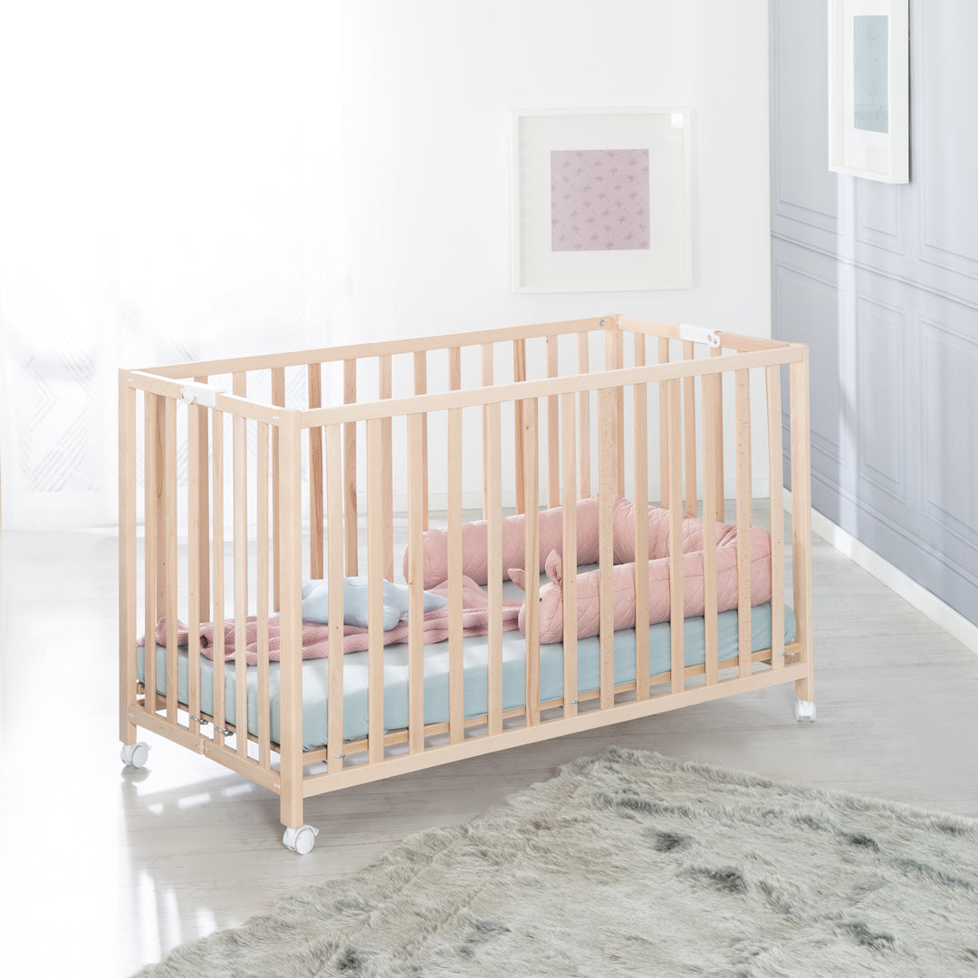 Letto pieghevole 'Fold Up', 60 x 120 cm, faggio biologico, 2posizioni regolabile in altezza, incl. rotelle – Foto d'ambiente (5/6)