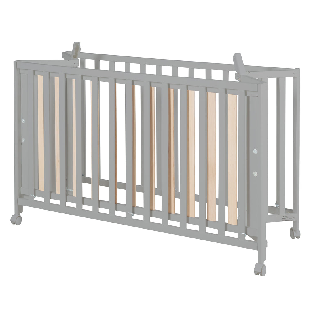 Folding Bed 'Fold Up', 60 x 120 cm, Wood Taupe, 2-Way Height-Adjustable, incl. Castors – Cutout (6/17)