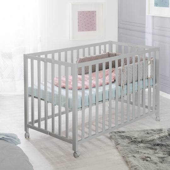 Folding Bed 'Fold Up', 60 x 120 cm, Wood Taupe, 2-Way Height-Adjustable, incl. Castors – Lifestyle Image (2/17)