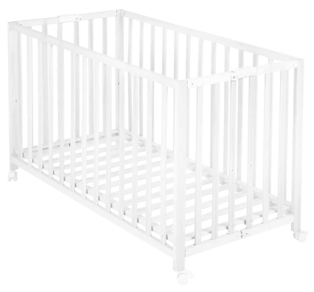 Cama plegable 'Fold Up', 60 x 120 cm, madera blanco, 2posiciones regulable en altura, incl. ruedas – Foto del producto (1/11)