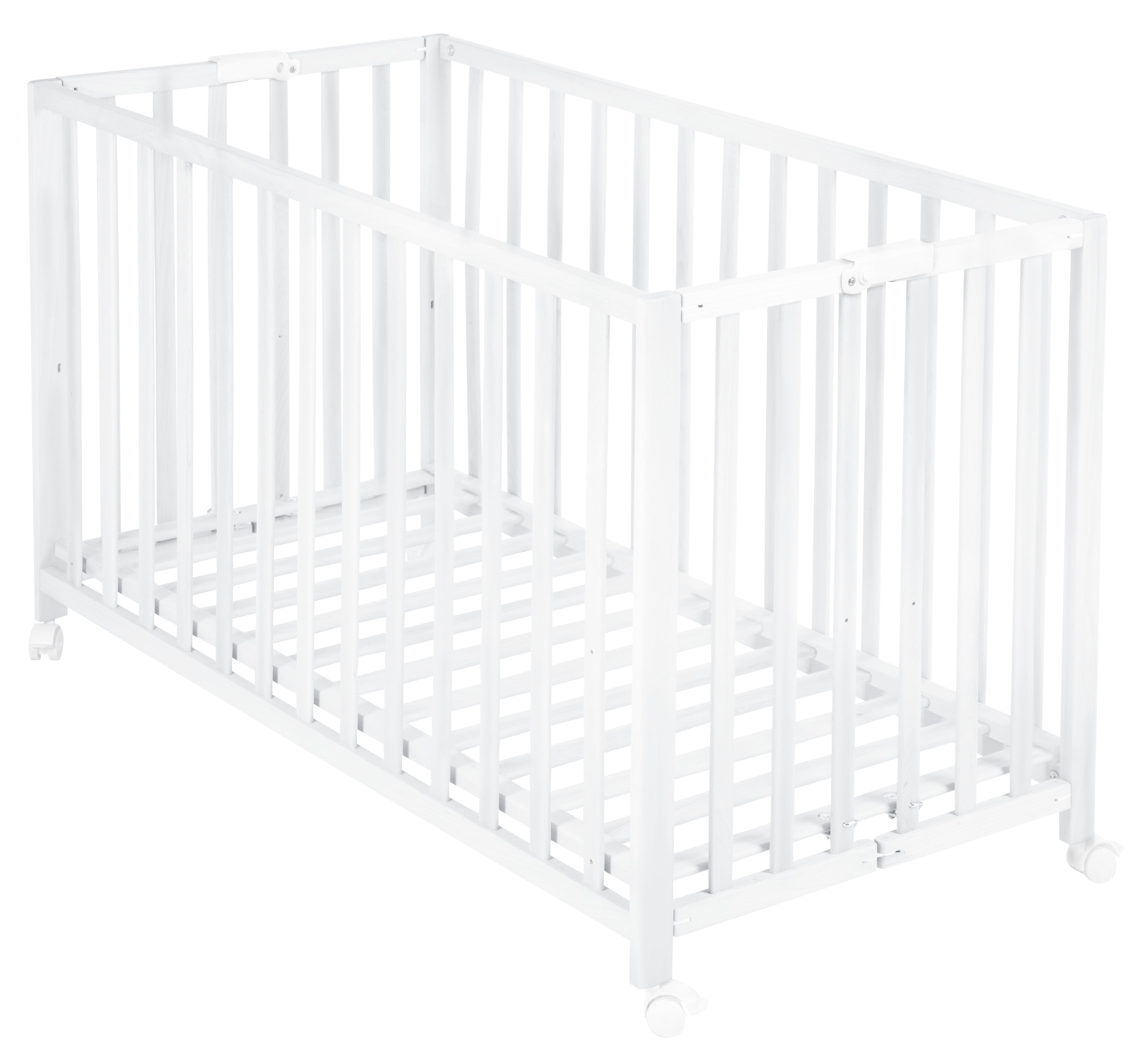 Folding Bed 'Fold Up', 60 x 120 cm, Wood White, 2-Way Height-Adjustable, incl. Castors – Product Image (1/11)