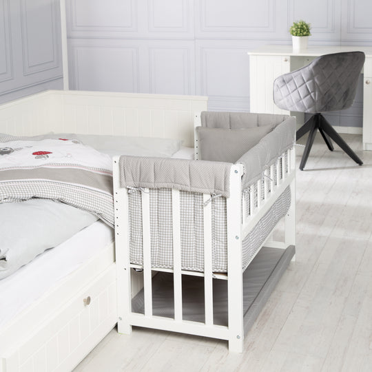 Lettino da co-sleeping 'Adam & Gufo' 4 in 1, lettino, culla & panca per bambini, bianco – Foto d'ambiente (4/13)