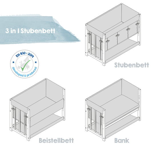 Lit cododo 'Sternenzauber gris' 3 en 1, lit bébé gris, incl. complet accessoires de lit – Infographie (7/11)