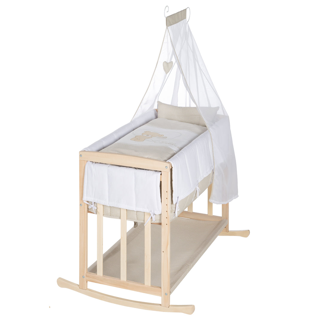 Stuben- & Beistellbett 'Liebhabär' 4 in 1, Babybett, Wiege & Kinderbank aus Buchenholz – Produktbild (6/12)