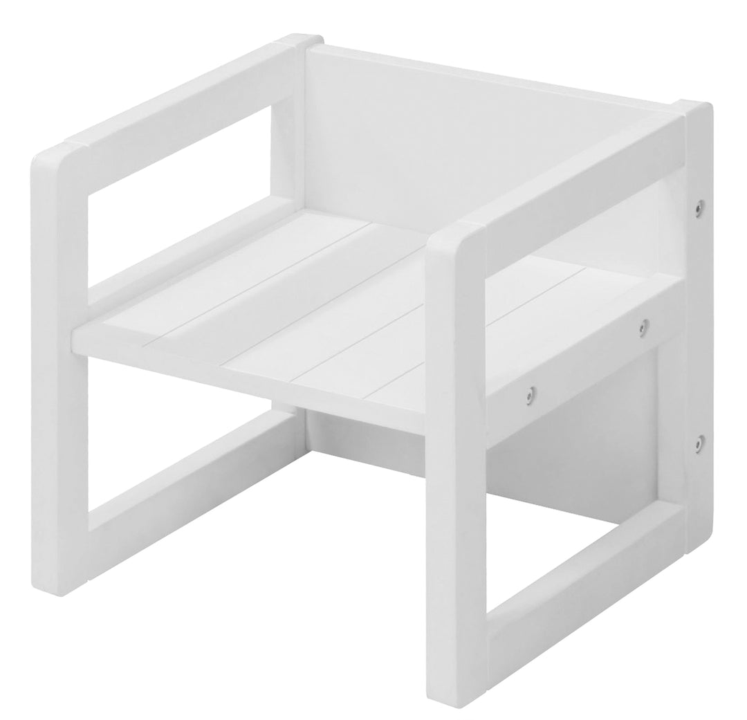 Tabouret enfant de style maison de campagne - Tabouret réversible à 3 hauteurs d'assise - Bois blanc – Détourage (1/12)