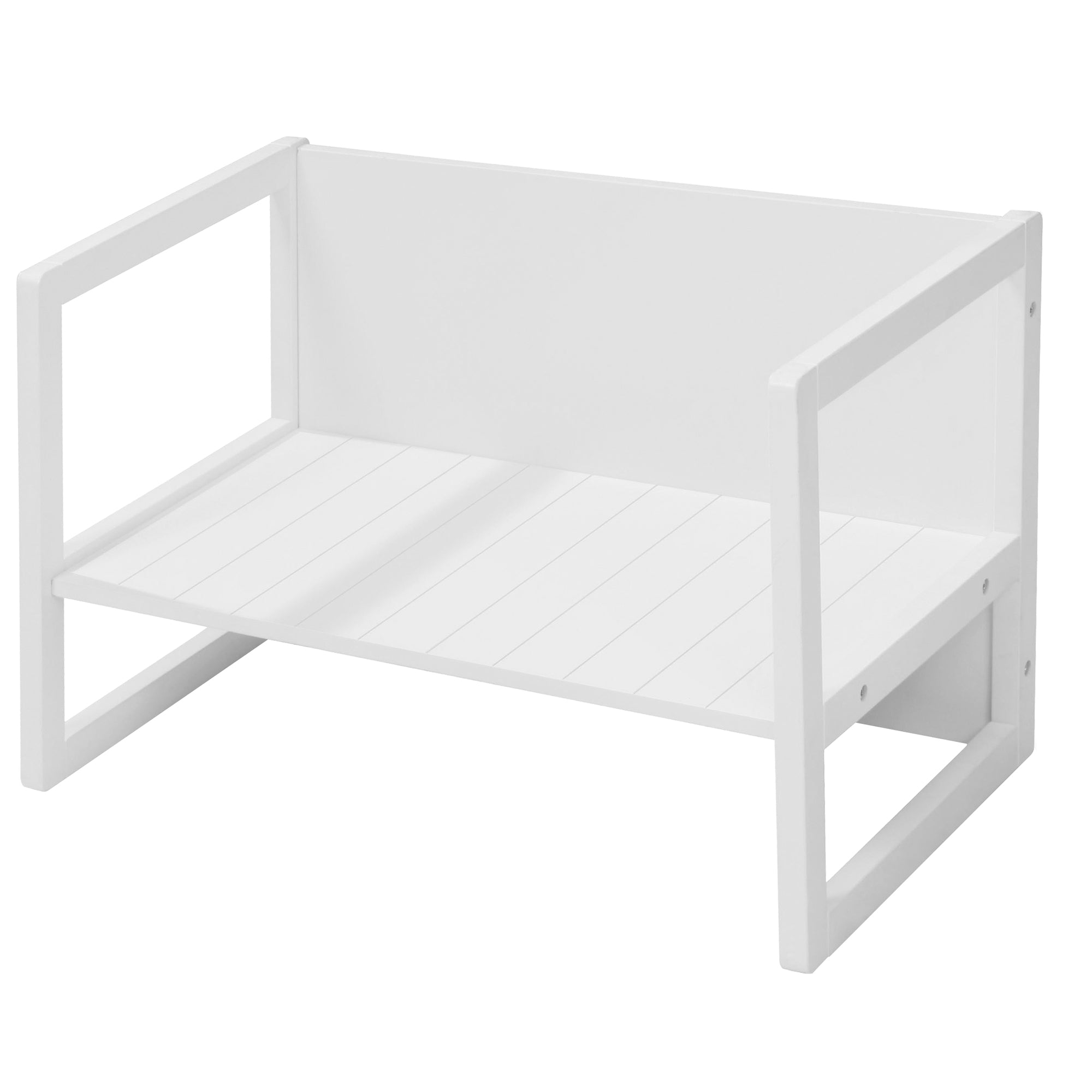 Banc de style maison de campagne - 2 Hauteurs d'assise ou utilisable comme table enfant - Blanc – Détourage (1/16)