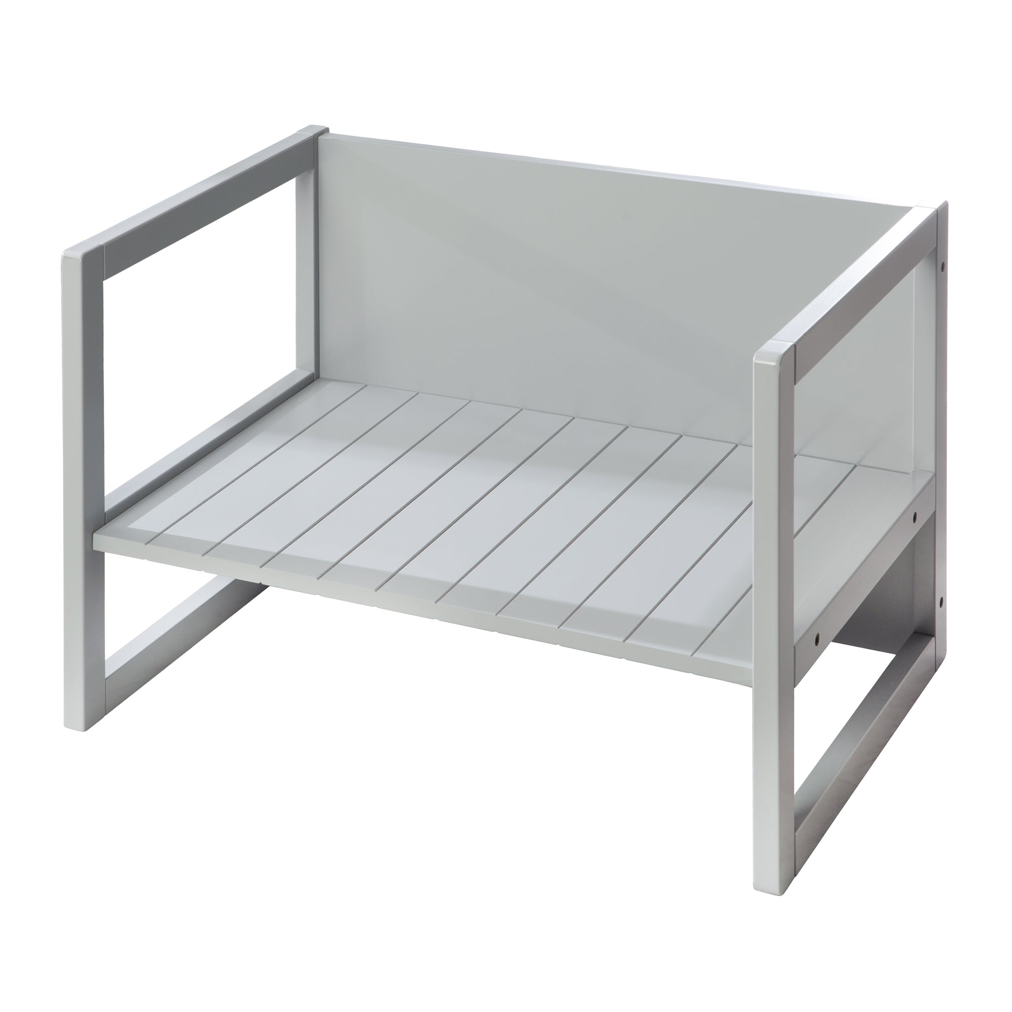 Banc de style maison de campagne - 2 Hauteurs d'assise ou utilisable comme table enfant - Gris – Détourage (1/8)