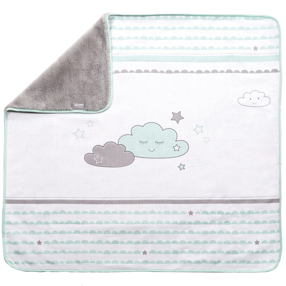 Babydecke 'Happy Cloud', 2 seitig: 1x super weich, warm & flauschig, 1x 100 % Baumwolle – Produktbild (2/4)