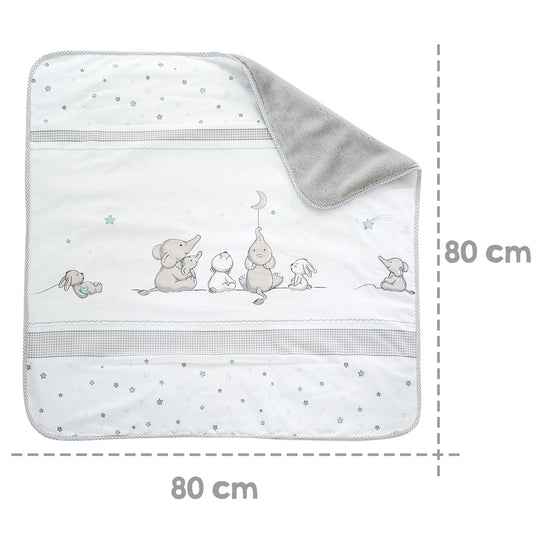 Manta abrazable 'Sternenzauber' - Manta para bebé de 100 % algodón, dimensiones 80 x 80 cm – Infografía (4/7)