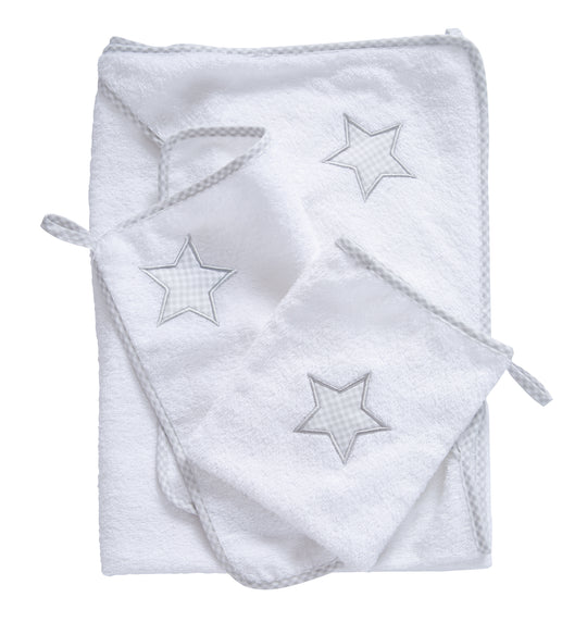 Handtuch Set 'Little Stars', 3-tlg, Frottee, Kapuzenhandtuch, Handtuch 30 x 30 cm, Waschlappen – Produktbild (2/3)