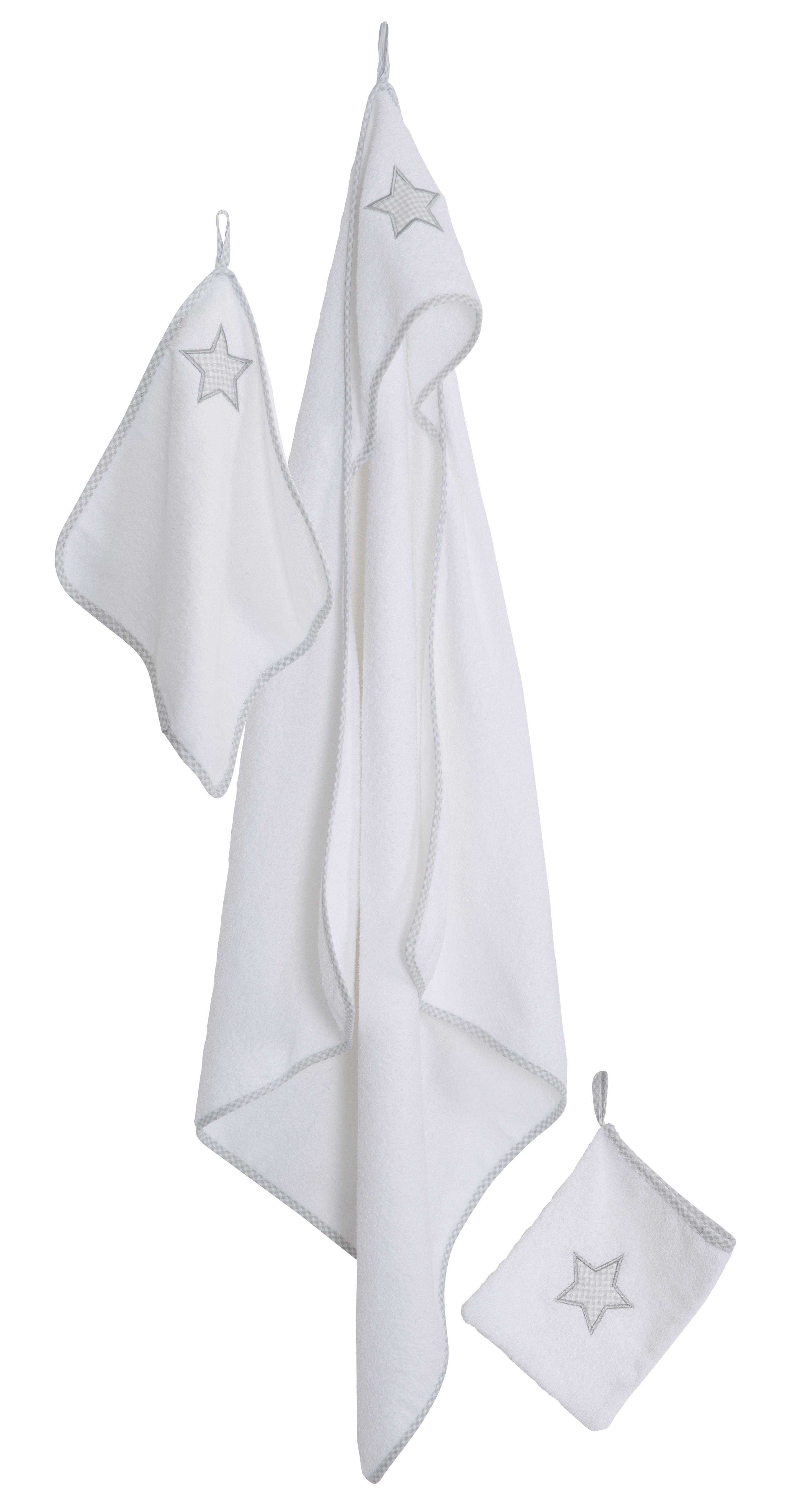 Handtuch Set 'Little Stars', 3-tlg, Frottee, Kapuzenhandtuch, Handtuch 30 x 30 cm, Waschlappen – Produktbild (1/3)