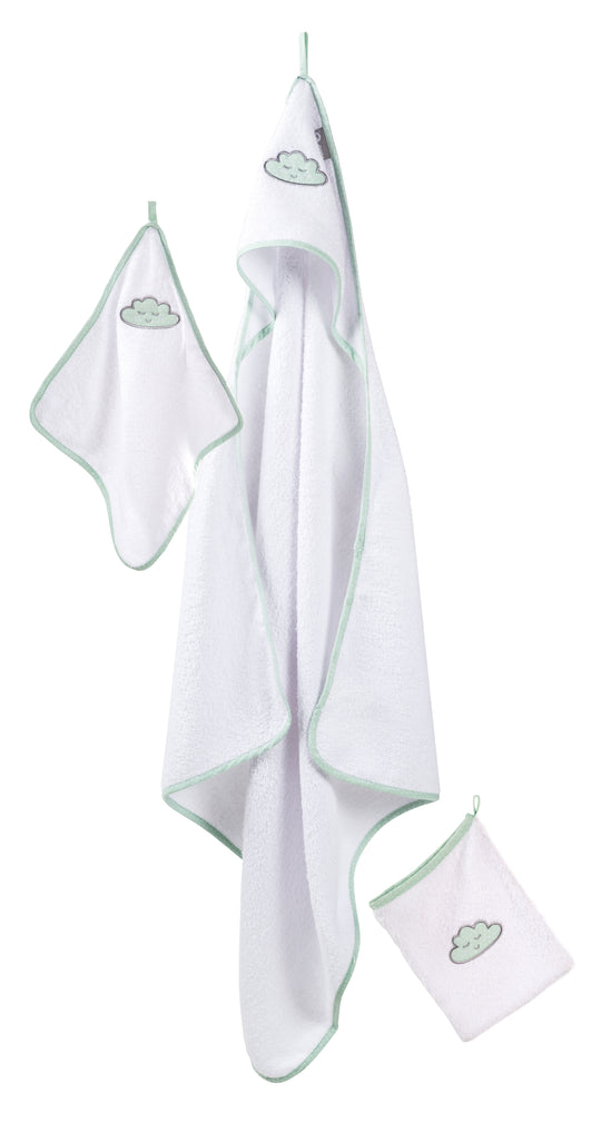 Handtuch Set 'Happy Cloud', 3-tlg, Frottee, Kapuzenhandtuch, Handtuch 30 x 30 cm, Waschlappen – Produktbild (1/4)