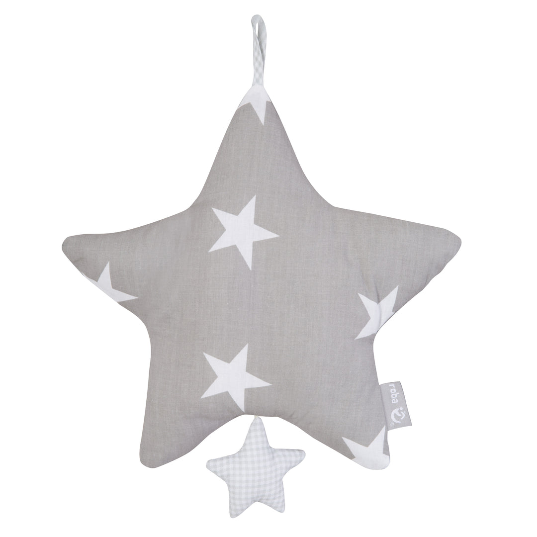Spieluhr 'Little Stars', Einschlafhilfe, Textil-Stern waschbar, Babyzimmer Deko grau / weiß – Produktbild (1/3)