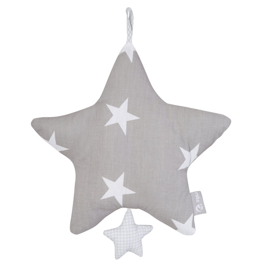 Spieluhr 'Little Stars', Einschlafhilfe, Textil-Stern waschbar, Babyzimmer Deko grau / weiß – Produktbild (1/3)