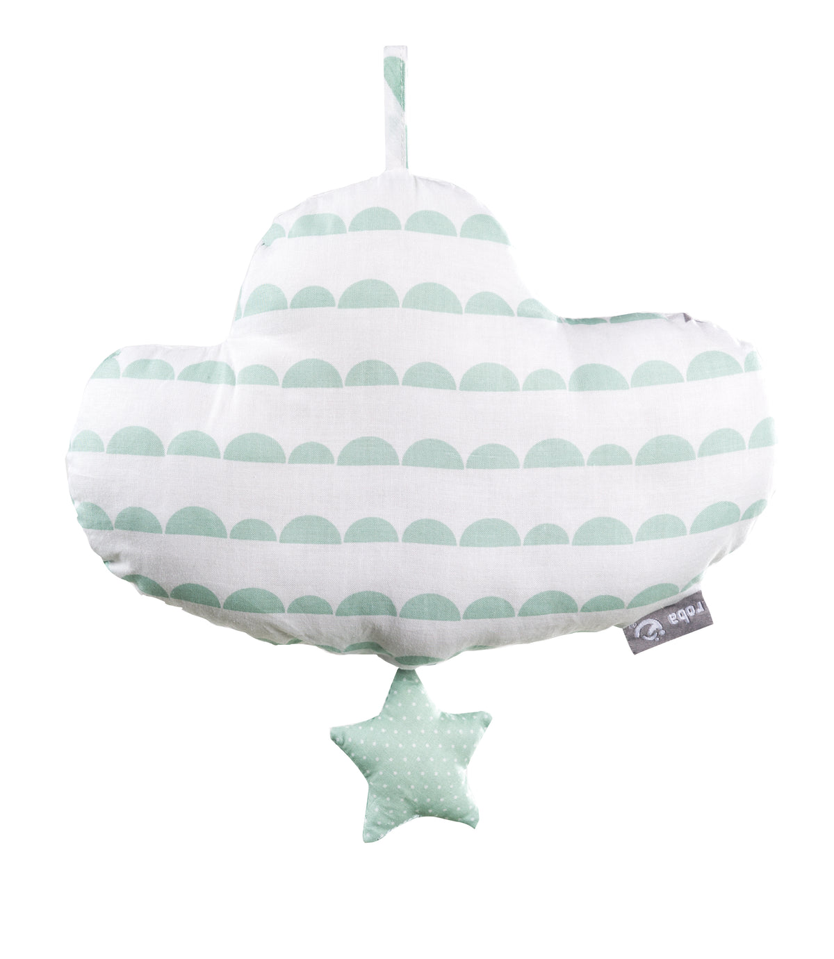 Spieluhr 'Happy Cloud', Einschlafhilfe, Textil-Wolke waschbar, Babyzimmer Deko taupe / mint – Produktbild (1/2)