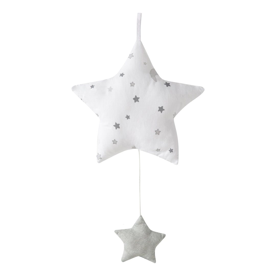 Giostrina musicale 'Sternenzauber grigio', aiuto per addormentarsi, stella in tessuto lavabile, cameretta neonati decorativo grigio/bianco – Ritaglio (4/11)
