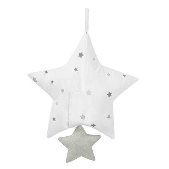 Giostrina musicale 'Sternenzauber grigio', aiuto per addormentarsi, stella in tessuto lavabile, cameretta neonati decorativo grigio/bianco – Ritaglio (7/11)