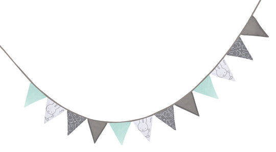 Bunting 'miffy®', Fabric-Garland, 100 % Cotton, 12 Pennants on ca. 2 m, Total Length 3 m – Product Image (1/2)