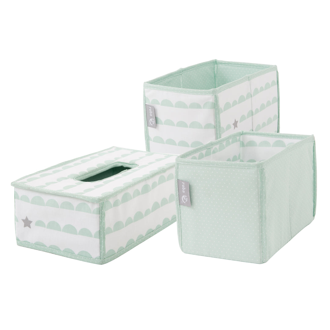 Pflegeorganizer-Set 'Happy Cloud', 3-tlg, 2 Boxen für Windeln & Zubehör, 1 Feuchtücherbox, mint – Freisteller (1/8)
