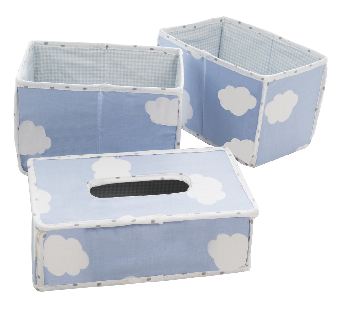 Pflegeorganizer-Set 'Kleine Wolke blau', 3-tlg, 2 Boxen für Windeln & Zubehör, 1 Feuchttücherbox – Produktbild (1/3)