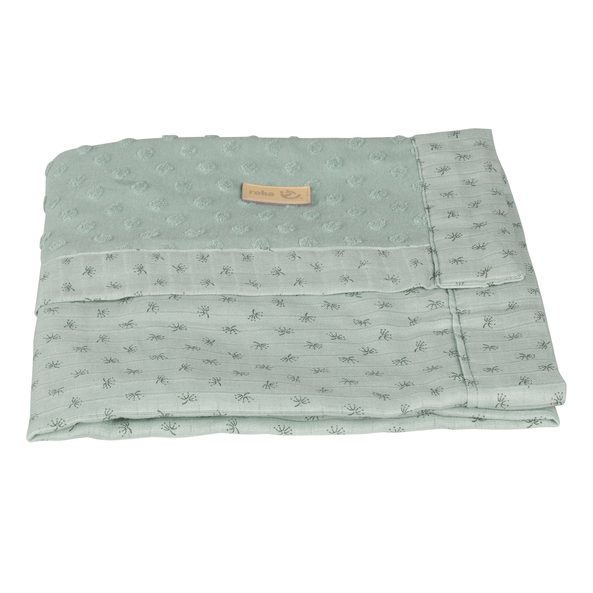 Organic Blanket 'Lil Planet' Frosty Green, Terry Dots, Organic Cotton, GOTS Certified, 80 x 80 cm – Cutout (1/8)