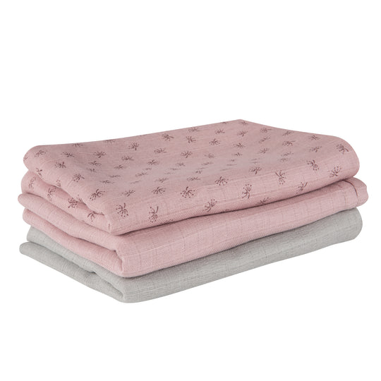 Organic 3er set pannolini 'Lil Planet' rosa/malva, tessuto in mussola, cotone biologico, GOTS, 80 x 80 cm – Ritaglio (1/10)