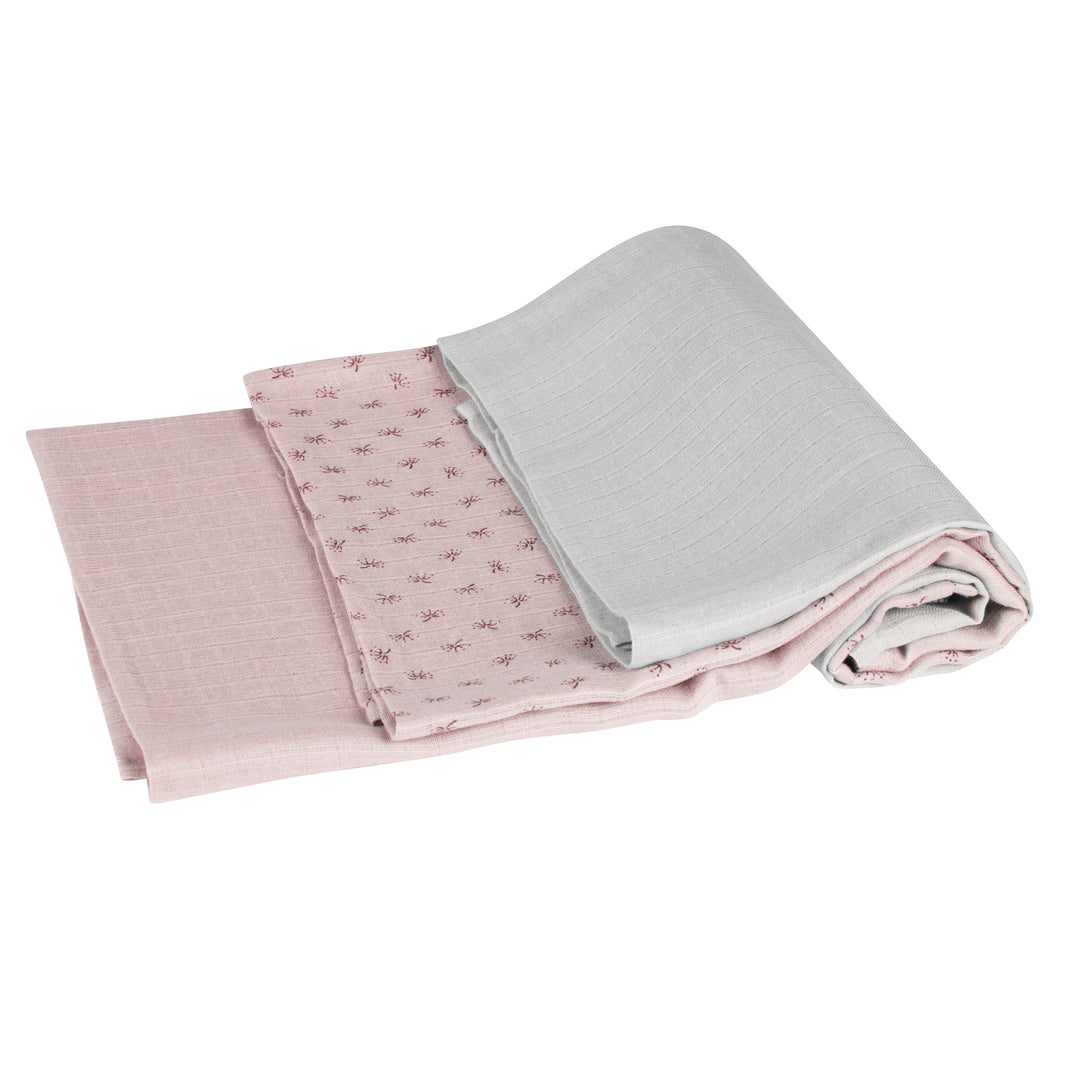 Organic 3er set pannolini 'Lil Planet' rosa/malva, tessuto in mussola, cotone biologico, GOTS, 80 x 80 cm – Ritaglio (3/10)