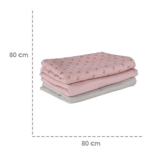 Organic 3er set pannolini 'Lil Planet' rosa/malva, tessuto in mussola, cotone biologico, GOTS, 80 x 80 cm – Infografica (5/10)