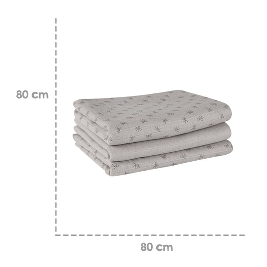 Organic 3er set pannolini 'Lil Planet' grigio argento, tessuto in mussola, cotone biologico, GOTS, 80 x 80 cm – Infografica (6/9)
