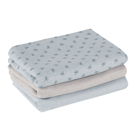 Organic 3er Windelset 'Lil Planet' hellblau/sky, Musselin-Stoff, Bio-Baumwolle, GOTS, 80 x 80 cm – Freisteller (1/9)