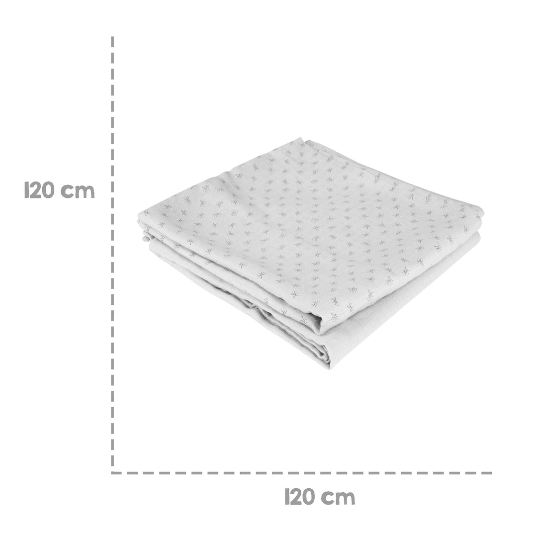 Organic 2er set fascia per fasciatura e telo per allattamento 'Lil Planet' grigio argento, cotone biologico, GOTS, 120 x 120 cm – Infografica (6/9)