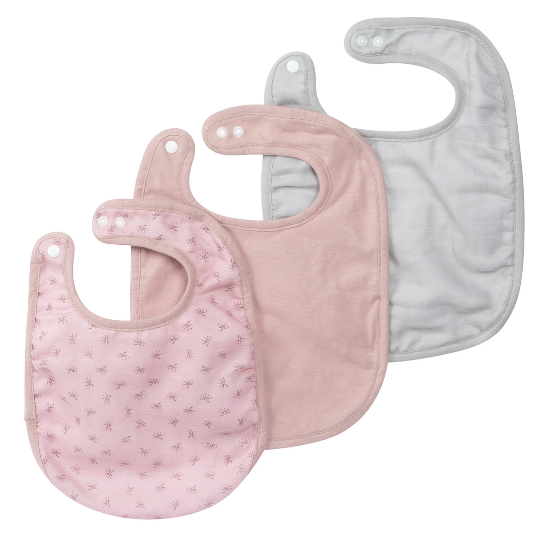 Organic 3er Lätzchenset 'Lil Planet' rosa/mauve, Jersey, Musselin, Bio-Baumwolle, GOTS, 23 x 30 cm – Freisteller (1/8)