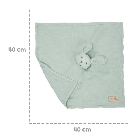 Organic Comforter (Cuddle Cloth) 'Lil Planet' Frosty Green, 40 x 40 cm, Muslin & Jersey, GOTS Certified – Infographic (7/10)