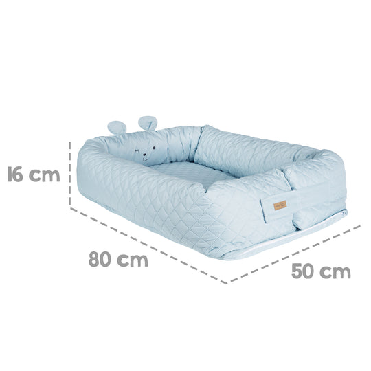 Baby Lounger 'roba Style' - Cosy Nest with Bear Face 'Benny' - Travel Cot & Changing Pad - Light Blue – Infographic (4/8)