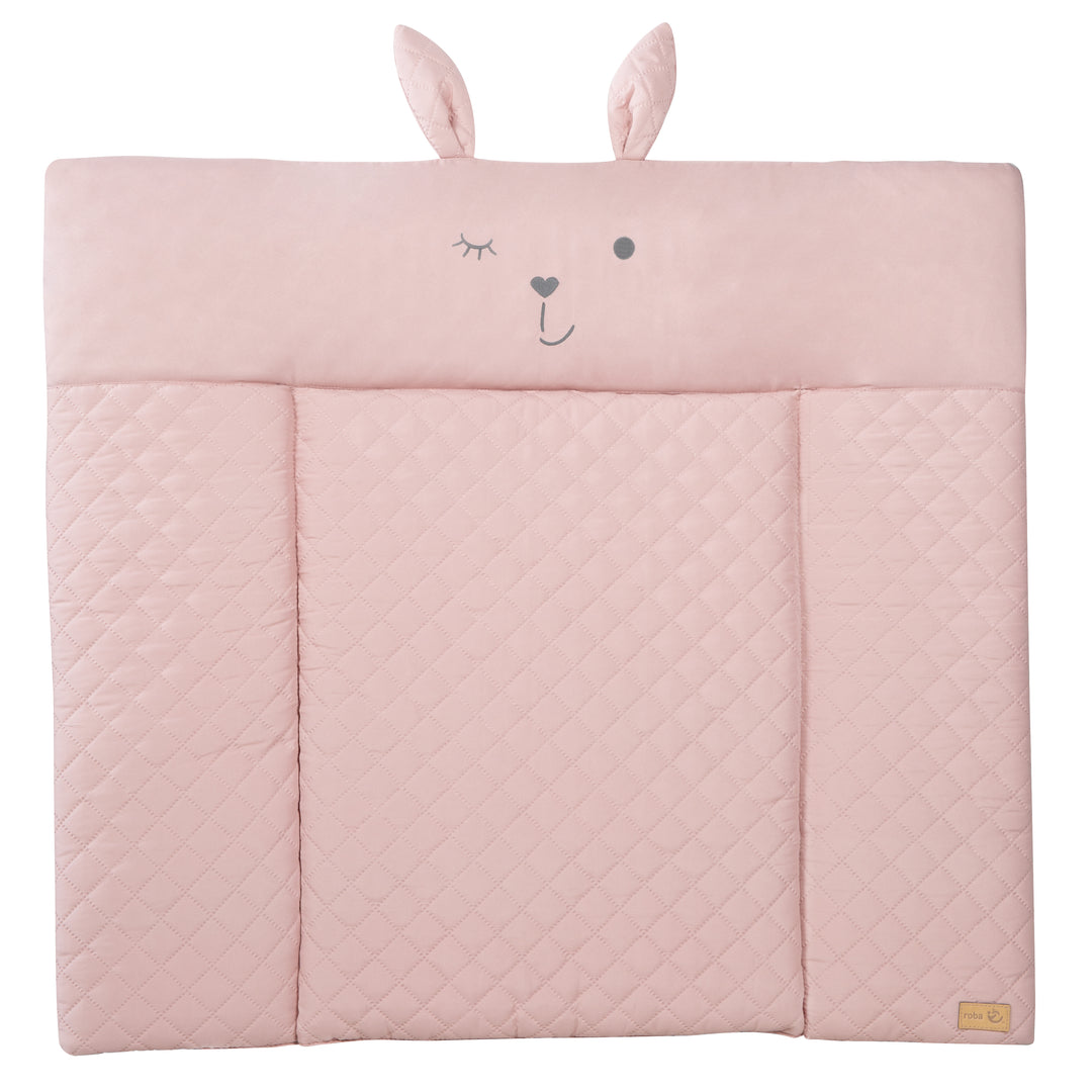 Wickelauflage soft 'roba Style' rosa, 85 x 75 cm, abwischbar, mit Hasengesicht 'Lily' – Freisteller (1/7)