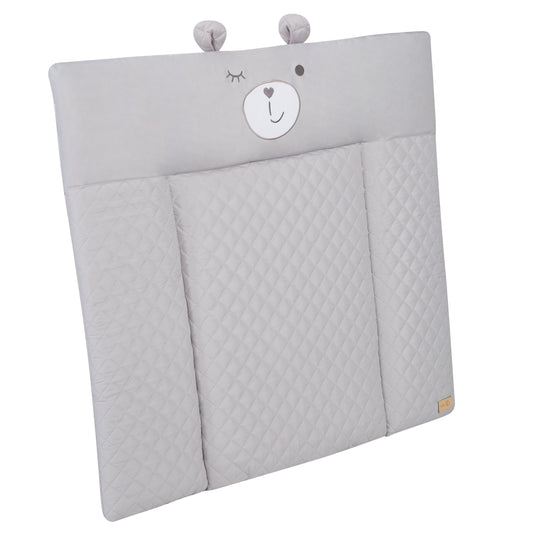 Wickelauflage soft 'roba Style' grau, 85 x 75 cm, abwischbar, mit Bärengesicht 'Sammy' – Freisteller (6/7)