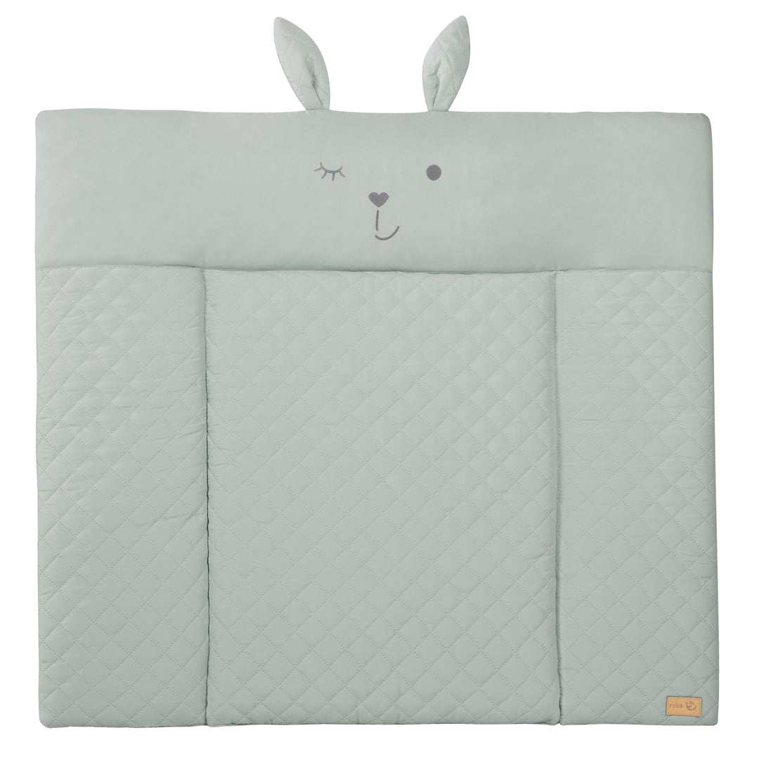Wickelauflage soft 'roba Style' 85x75 cm, abwischbar, in frosty green, mit Hasengesicht „Lily“ – Freisteller (1/8)
