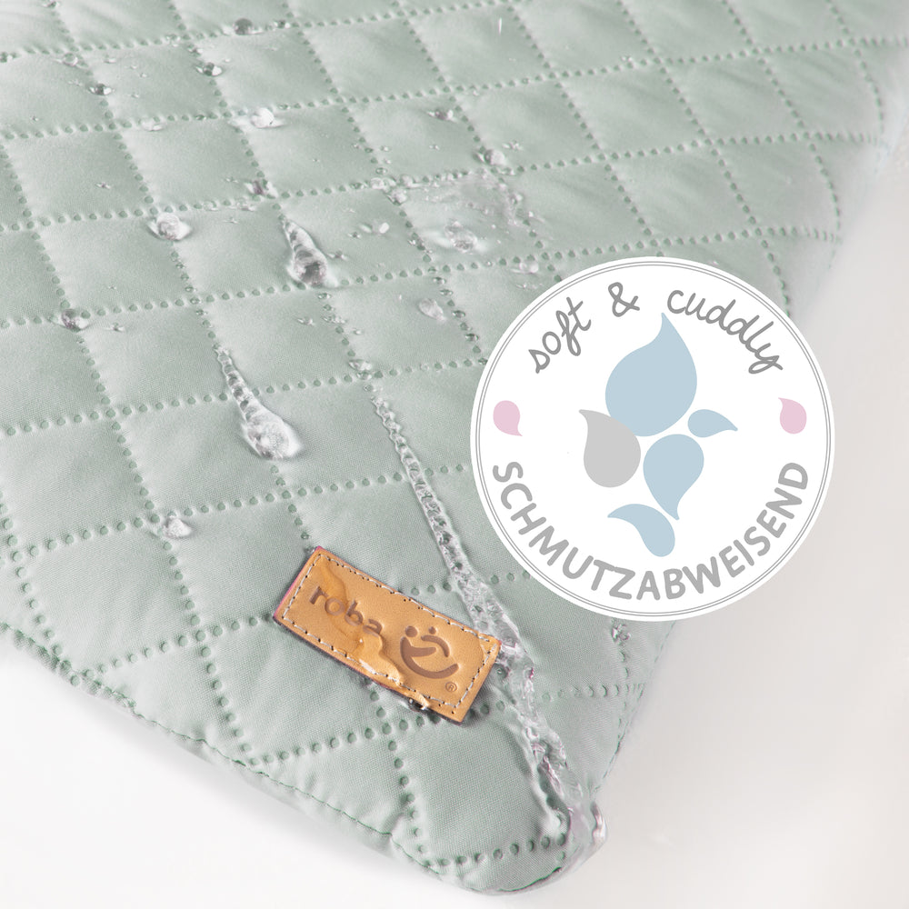 Wickelauflage soft 'roba Style' 85x75 cm, abwischbar, in frosty green, mit Hasengesicht „Lily“ – Infografik (2/8)