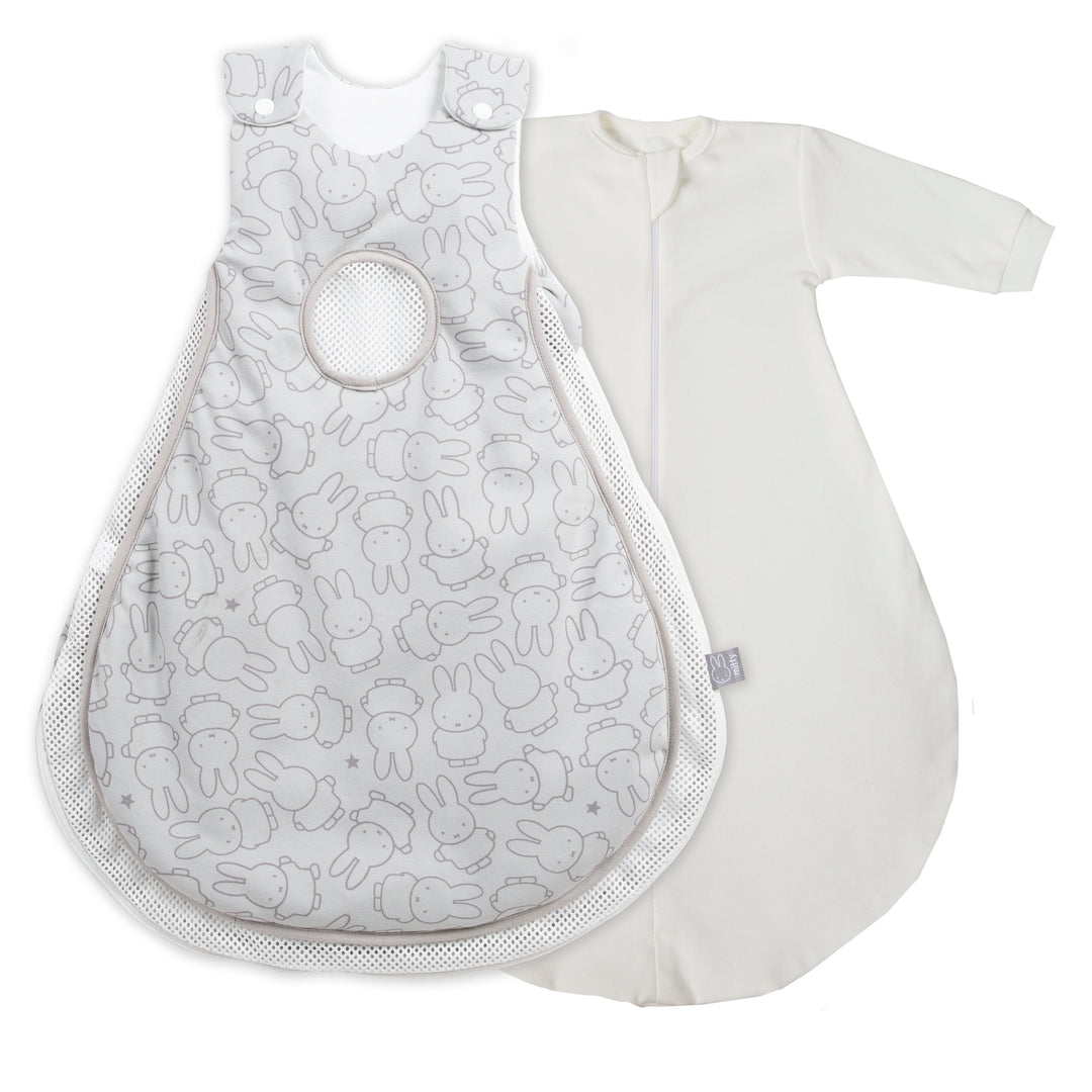 'safe asleep®' Schlafsack Air PLUS - Design 'miffy®' inkl. Strampelsack - Hellgrau / Weiß – Produktbild (1/5)