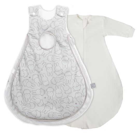 'safe asleep®' Schlafsack Air PLUS - Design 'miffy®' inkl. Strampelsack - Hellgrau / Weiß – Produktbild (1/5)
