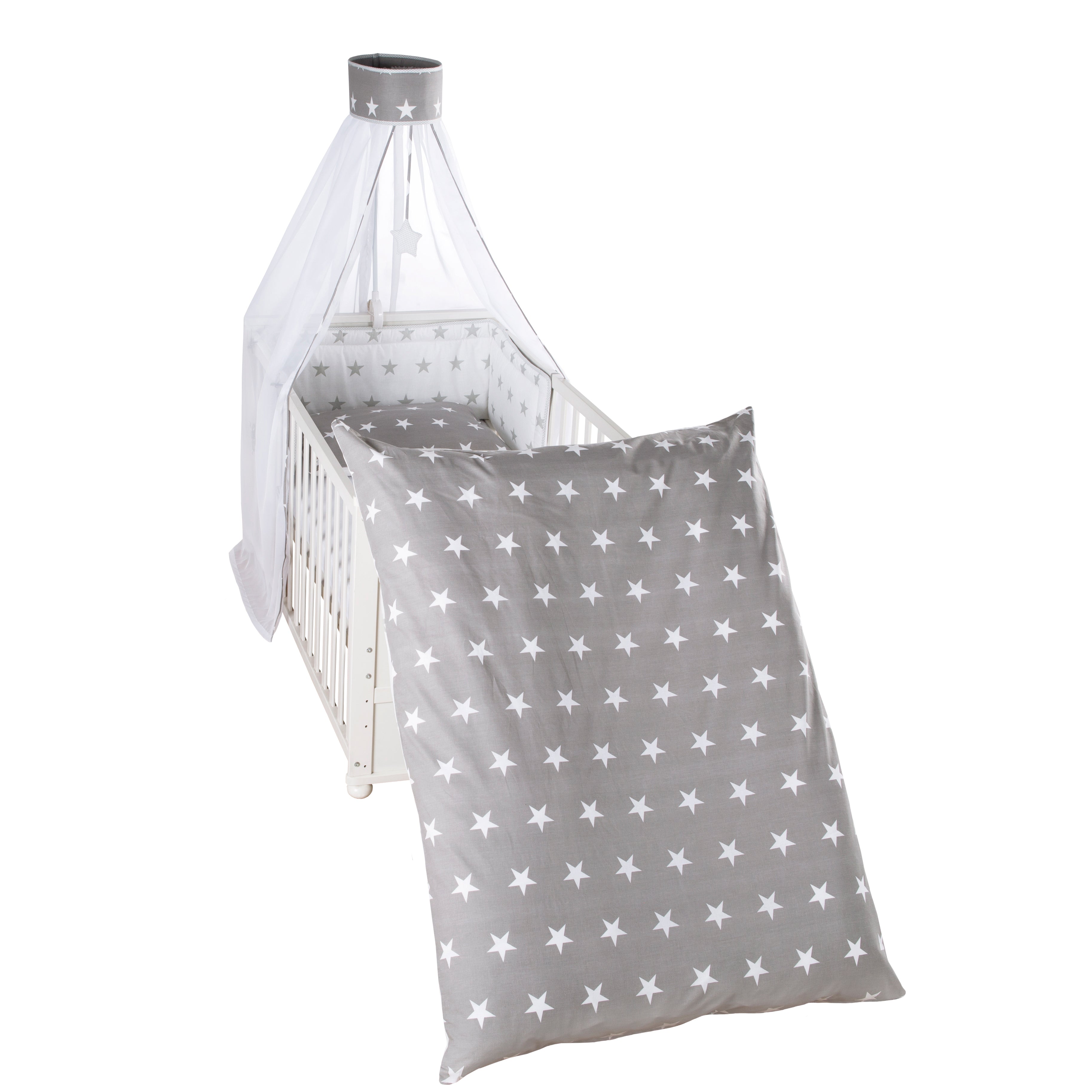 Parure de lit enfant 'Little Stars', 4pièces, linge de lit 100 x 135 cm (couverture & coussin), tour de lit & ciel de lit – Photo du produit (1/3)