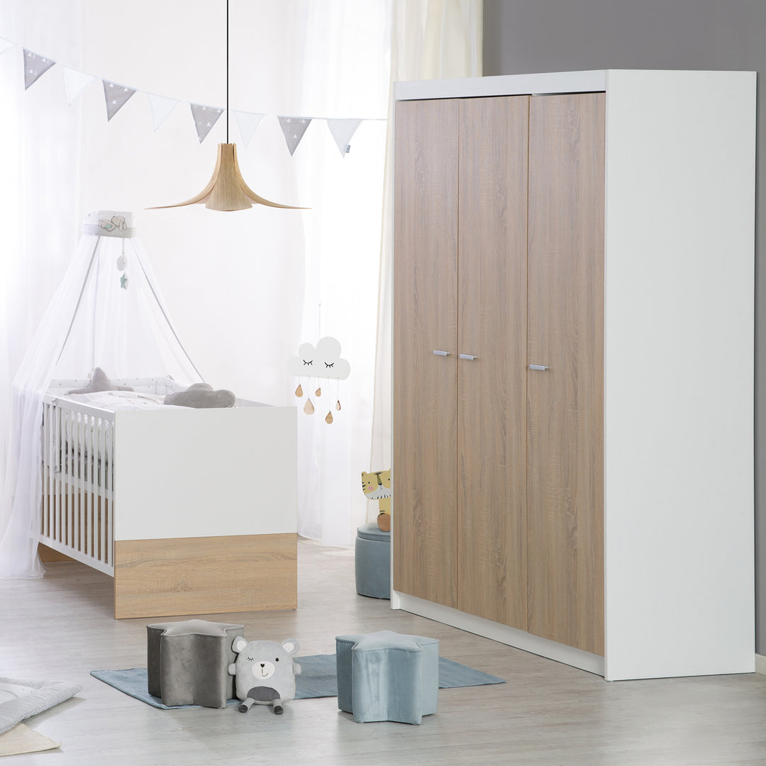 Set cameretta 'Gabriella' 3pezzi - Letto 70x140 + cassettiera fasciatoio stretto + armadio 3ante – Foto d'ambiente (11/16)