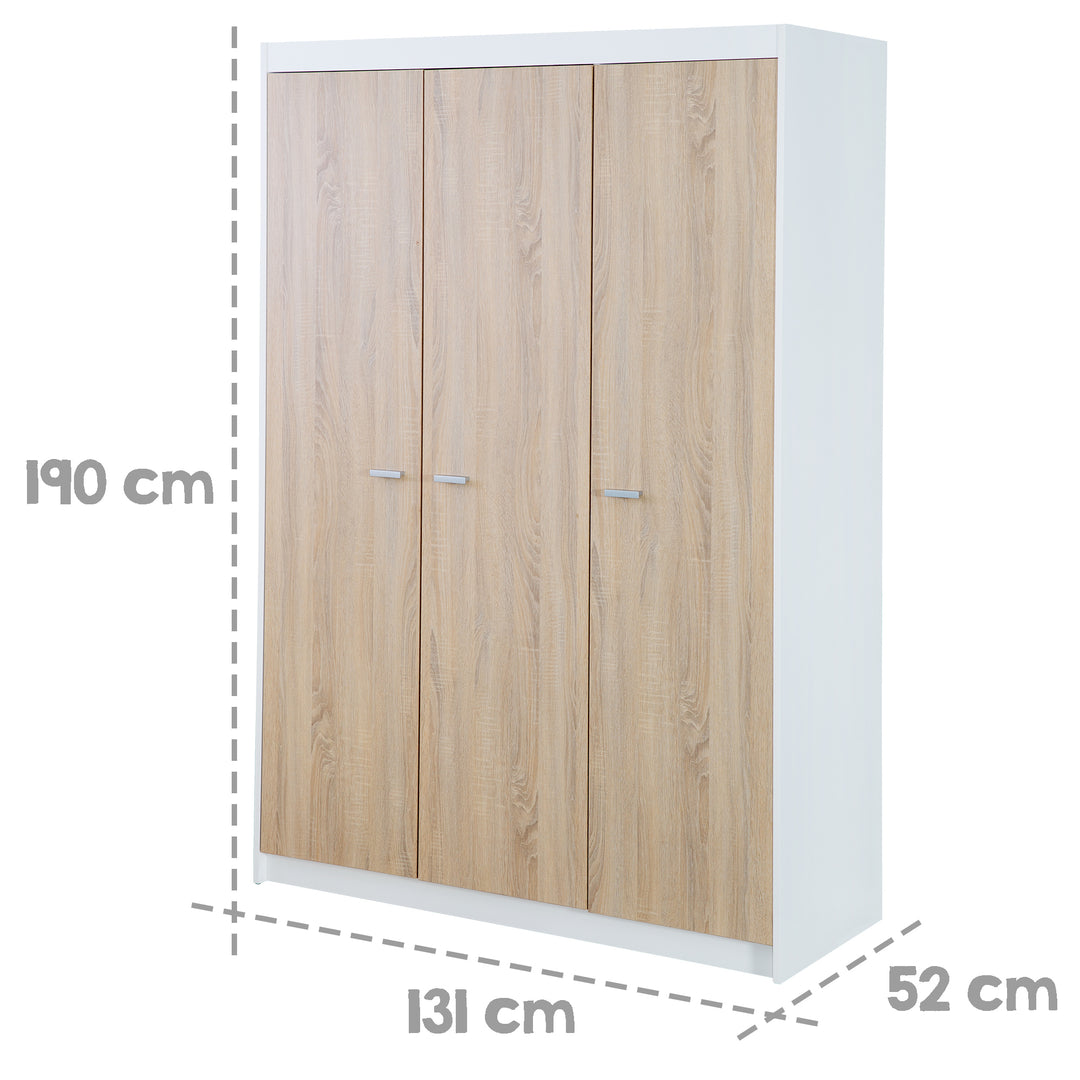 Set cameretta 'Gabriella' 3pezzi - Letto 70x140 + cassettiera fasciatoio stretto + armadio 3ante – Infografica (16/16)