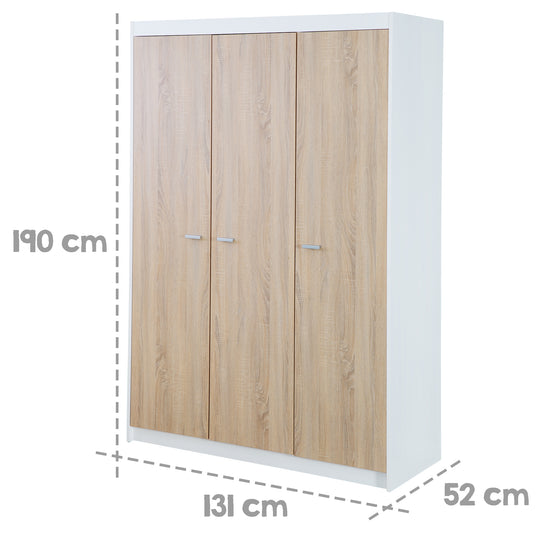Set cameretta 'Gabriella' 3pezzi - Letto 70x140 + cassettiera fasciatoio stretto + armadio 3ante – Infografica (16/16)