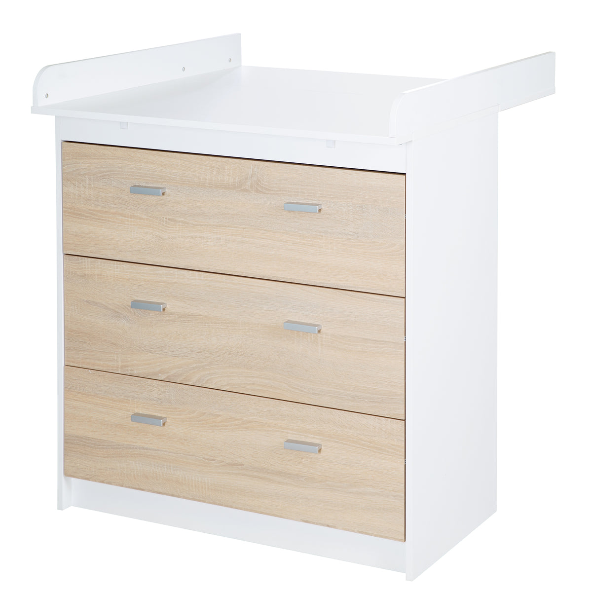 Commode à langer 'Gabriella' avec amovible attache, bicolore, 3 tiroirs, hauteur à langer 90 cm – Détourage (1/9)