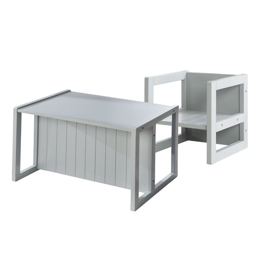Set de mesa y sillas infantil de estilo rústico, taburete + mesa, giratorio asiento en gris – Recorte (3/11)